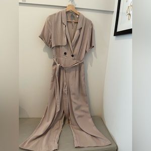 New grey trench short sleeve jumps suit